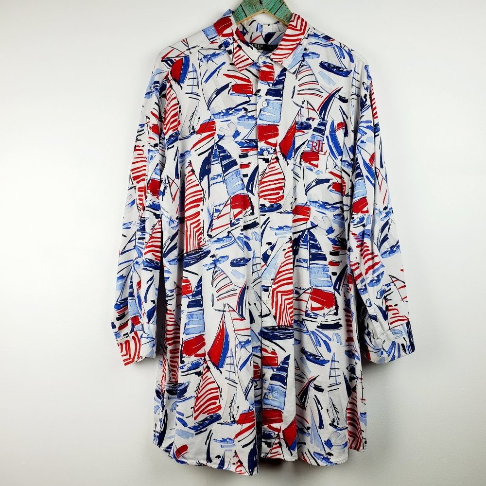Lauren Ralph Lauren Sail Boat SO SOFT Button-up XL